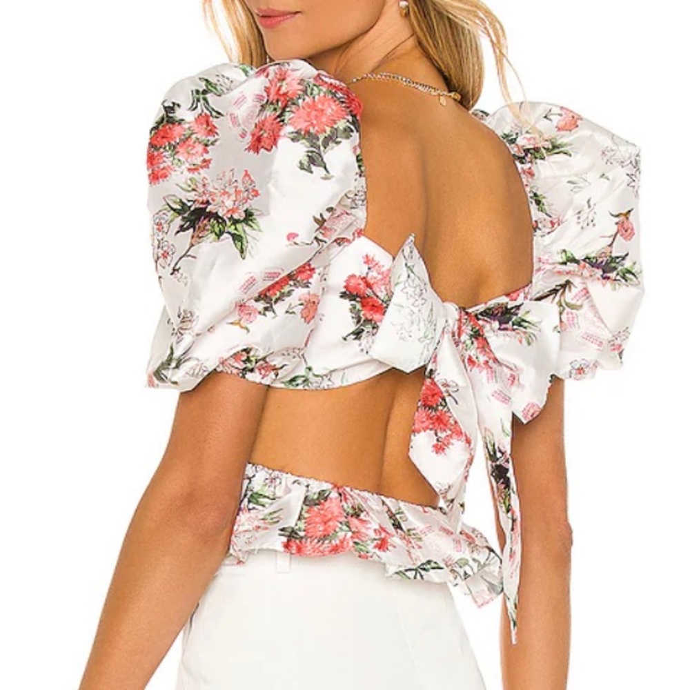 Hemant and Nandita Brio Top Puff sleeve, floral peplum